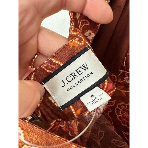 J. Crew Collection Cross Back Ruffle Midi Dress Vtg Vines Burnished Pecan 6 NEW - Picture 16 of 16